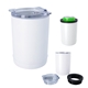 aerial view a white with clear lid 2- in -1 copper insulated beverage holder and tumbler, image 1 of 4