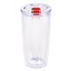 aerial view a clear with red lid slider 19 oz everest clarity tumbler, image 1 of 2