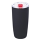 aerial view a matte black with red lid slider 19 oz everest noir recycled tumbler, image 1 of 2