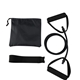 aerial view a black with black pouch yoga stretch band in carry pouch, image 1 of 3