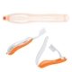 aerial view a orange travel toothbrush in folding case, image 1 of 3