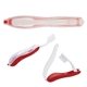 aerial view a red travel toothbrush in folding case, image 1 of 3