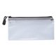 aerial view a black clear zippered pencil pouch, image 1 of 2