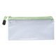 aerial view a lime green clear zippered pencil pouch, image 1 of 2