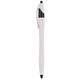 aerial view a white with black trim black refill archer 2 crown design click ballpoint pen, image 1 of 2