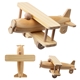 aerial view a natural wood wooden rolling toy airplane, image 1 of 2