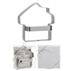 aerial view a silver metal house cookie cutter, image 1 of 2