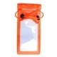 aerial view a orange large waterproof cell phone bag, full color digital, image 1 of 2