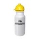 a frosted bottle & yellow lid 20 oz value cycle bottle w / safety helmet push n pull cap