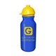 a blue bottle & yellow lid 20 oz value cycle bottle w / safety helmet push n pull cap