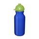 aerial view a blue bottle & lime green lid 20 oz value cycle bottle w / safety helmet push n pull cap, image 1 of 2