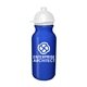 a blue bottle & white lid 20 oz value cycle bottle w / safety helmet push n pull cap