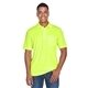 aerial view a safty yellow 691 core365 mens origin performance piqu polo with pocket, image 1 of 7