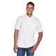 aerial view a white 701 core365 mens origin performance piqu polo with pocket, image 1 of 7