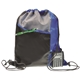 aerial view a blue w/grey polyester drawstring sportspack bag - 14 x 17.5, image 1 of 2
