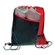 aerial view a red w/grey polyester drawstring sportspack bag - 14 x 17.5, image 1 of 2