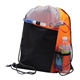 aerial view a orange w/grey polyester drawstring sportspack bag - 14 x 17.5, image 1 of 2