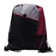 aerial view a maroon w/grey polyester drawstring sportspack bag - 14 x 17.5, image 1 of 2