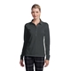 aerial view a anthracite nike ladies long sleeve dri - fit stretch tech polo - colors, image 1 of 6