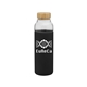 aerial view a black h2go bali 18 oz glass water bottle with bamboo lid - black, image 1 of 4
