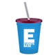 Promotional Personalized 16 oz Stadium Plastic Tumbler Cup With Lid Straw