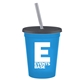 Promotional Personalized 16 oz Stadium Plastic Tumbler Cup With Lid Straw