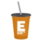 Promotional Personalized 16 oz Stadium Plastic Tumbler Cup With Lid Straw