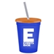 Promotional Personalized 16 oz Stadium Plastic Tumbler Cup With Lid Straw