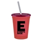 Promotional Personalized 16 oz Stadium Plastic Tumbler Cup With Lid Straw