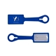aerial view a blue silicone luggage tag, image 1 of 2