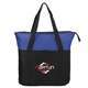 aerial view a blue heavy duty zippered convention tote, image 1 of 6