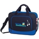 aerial view a black with blue trim barracuda dolphin business briefcase, image 1 of 2