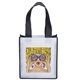 aerial view a black & white print black / white non - woven degas tote bag - 4- color heat transfer, image 1 of 4