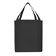 aerial view a black saturn jumbo grocery non woven tote bag, image 1 of 4