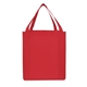 aerial view a red saturn jumbo grocery non woven tote bag, image 1 of 4