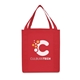 aerial view a red saturn jumbo grocery non woven tote bag, image 1 of 3