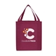aerial view a burgundy saturn jumbo grocery non woven tote bag, image 1 of 3