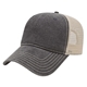 aerial view a black/stone washed pigment dyed with washed trucker mesh cap, image 1 of 3