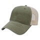 aerial view a olive/stone washed pigment dyed with washed trucker mesh cap, image 1 of 4