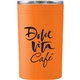 aerial view a orange sherpa 11 oz vacuum tumbler insulator with double - walled construction, image 1 of 2