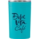 aerial view a turquoise sherpa 11 oz vacuum tumbler insulator with double - walled construction, image 1 of 2