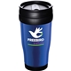 aerial view a blue 16 oz columbia plastic double wall insulated tumbler, image 1 of 2