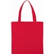 aerial view a red small zeus non - woven convention tote, image 1 of 2