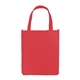 aerial view a red atlas non - woven grocery tote bag with reinforced handles, image 1 of 2