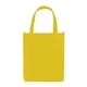 aerial view a yellow atlas non - woven grocery tote bag with reinforced handles, image 1 of 2