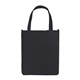 aerial view a black atlas non - woven grocery tote bag with reinforced handles, image 1 of 2