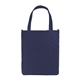 aerial view a navy blue atlas non - woven grocery tote bag with reinforced handles, image 1 of 2