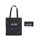 aerial view a black non woven multi color slim pouch zippin tote bag 13.4 x 14.5, image 1 of 3