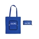 aerial view a reflex blue non woven multi color slim pouch zippin tote bag 13.4 x 14.5, image 1 of 3