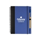 aerial view a blue contrast paperboard spiral notebook pen 5.5 x 7.125, image 1 of 3